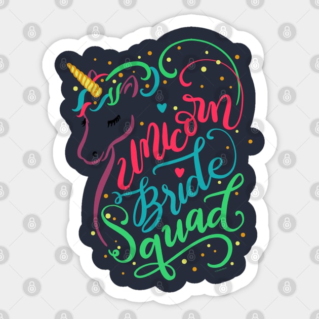 Unicorn Bride Squad Funny Wedding Party Gifts Sticker by DoubleBrush